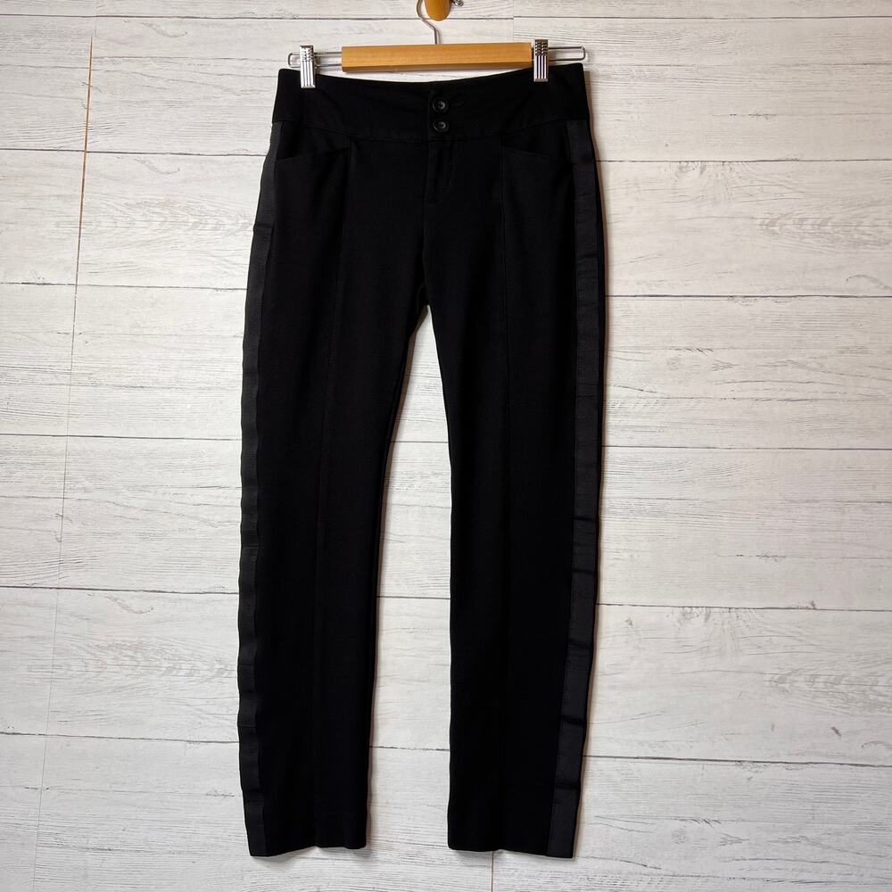 Cabi Pants Womens Size 4 Black Tuxedo Stripe Stretch Knit Ponte Style Pockets